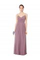 Affordable V-Neck Spaghetti Strap Open Back Long Chiffon Bridesmaid Dress