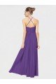 Affordable Long Chiffon Spaghetti Strap Halter Bridesmaid Dress