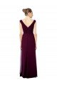 Affordable Long Chiffon Strapless Bridesmaid Dress with Wide Front and Back V-Neckline