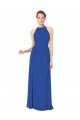 Affordable Long Chiffon High-Neck Sleeveless Bridesmaid Dress