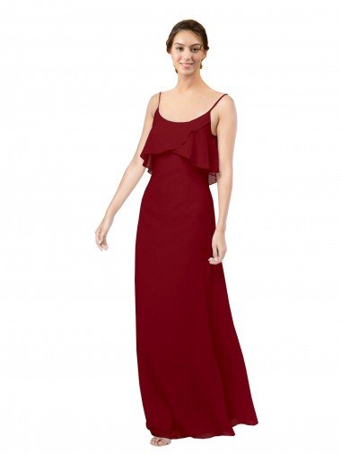 Affordable Scoop Neck Chiffon Bridesmaid Dress with Spaghetti Straps and Low Back