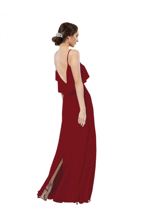Affordable Scoop Neck Chiffon Bridesmaid Dress with Spaghetti Straps and Low Back
