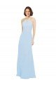 Affordable Floor Length Chiffon Bridesmaids Dress with Front Keyhole Neckline