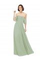 Affordable Boho Chic Chiffon Bridesmaids Dress with Off the Shoulder Neckline