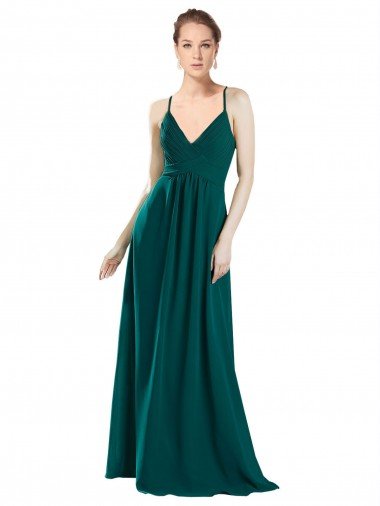 Affordable Sexy Chiffon Bridesmaid Dress with Deep V-Neckline