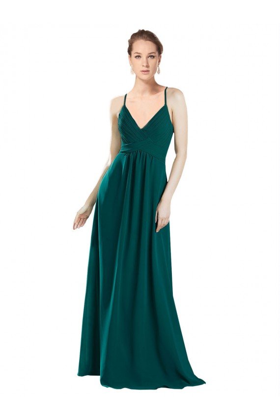 Affordable Sexy Chiffon Bridesmaid Dress with Deep V-Neckline