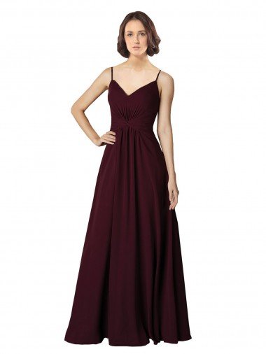 Affordable V-Neck Chiffon Bridesmaid Dress with Twist Front Bodice