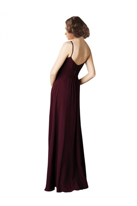 Affordable V-Neck Chiffon Bridesmaid Dress with Twist Front Bodice