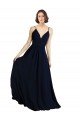 Affordable Simple Chiffon Bridesmaid Dress with Deep V-Neckline
