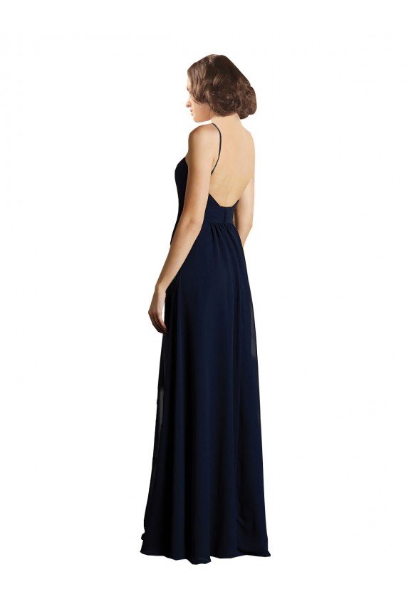 Affordable Simple Chiffon Bridesmaid Dress with Deep V-Neckline