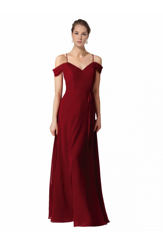 Affordable Chiffon with Beaded Embroidery Bridesmaid Dress