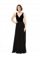 Affordable Stretch Velvet and Chiffon Bridesmaids Dress with V-Neckline