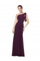 Affordable One Shoulder Chiffon Bridesmaids Dress with Shoulder Bow