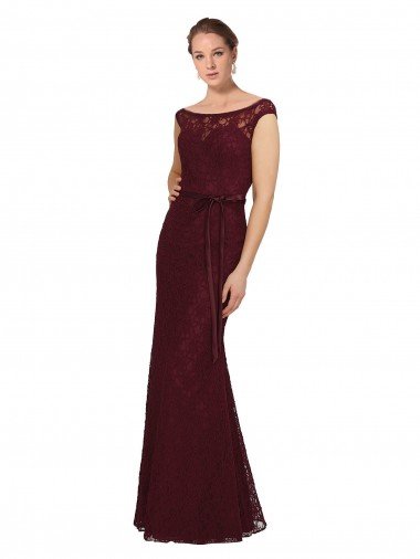Affordable Lace Bridesmaids Dress with Matching Satin Tie Sash