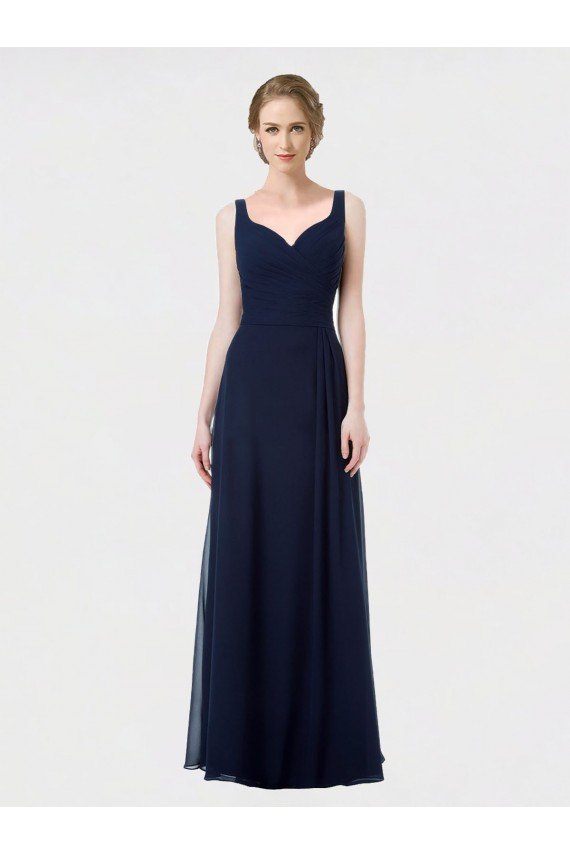 Affordable Long Chiffon Bridesmaid Dress with Sweetheart Neckline and Shoulder Straps