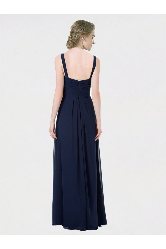 Affordable Long Chiffon Bridesmaid Dress with Sweetheart Neckline and Shoulder Straps