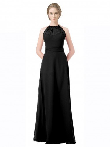 Affordable Full Length Chiffon Sweetheart Bridesmaid Dress with An Illlusion Overlay
