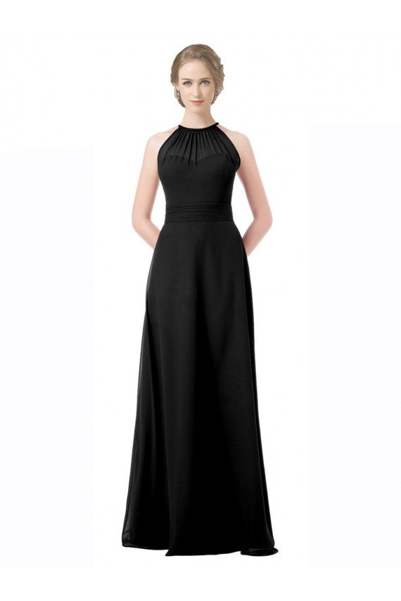 Affordable Full Length Chiffon Sweetheart Bridesmaid Dress with An Illlusion Overlay