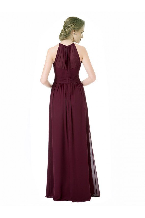 Affordable Full Length Chiffon Sweetheart Bridesmaid Dress with An Illlusion Overlay