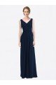 Affordable Long Chiffon V-Neck Sleeveless Bridesmaid Dress with Criss-Cross Pleated Bodice