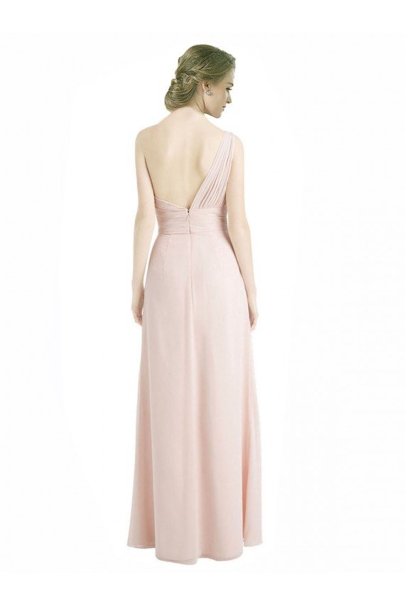 Affordable Full Length Chiffon Bridesmaid Dress with One Wide Shoulder Strap