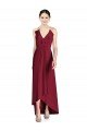 Affordable Draped V-Neck High Low Chiffon Bridesmaid Dress