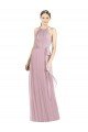 Affordable Shirred Halter Neck Long Chiffon Bridesmaid Dress