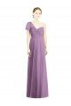 Affordable Flutter Sleeves One Shoulder Long Chiffon Bridesmaid Dress