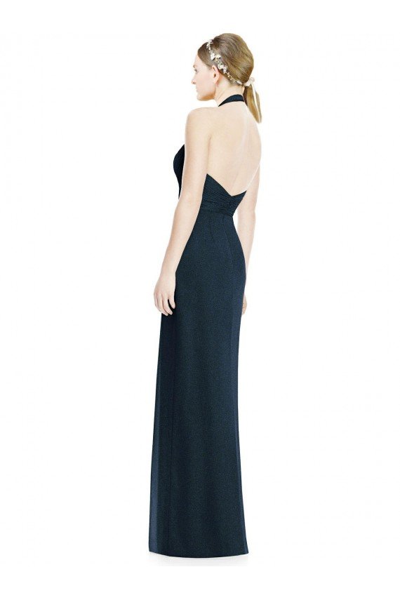 Affordable V-Neck Halter Chiffon Bridesmaid Dress with Side Front Slit