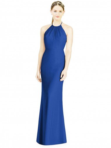 Affordable Criss Cross Low Back Halter Chiffon Bridesmaid Dress