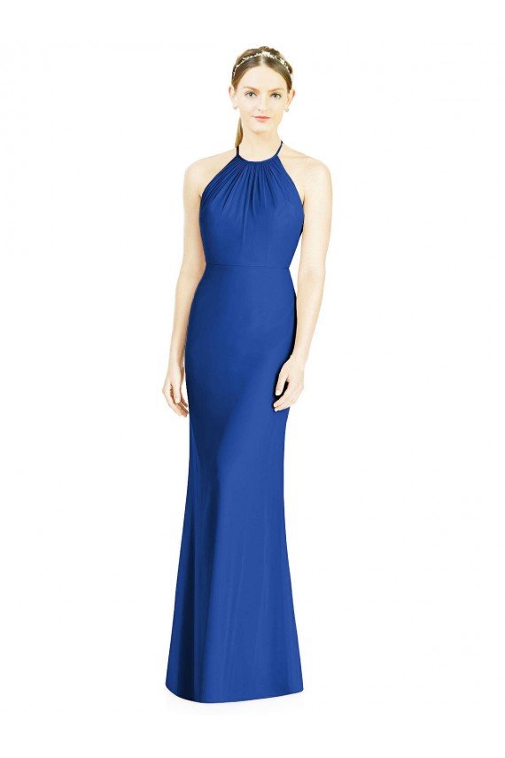 Affordable Criss Cross Low Back Halter Chiffon Bridesmaid Dress