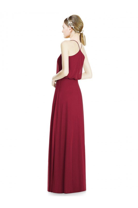 Affordable Full Length V-Neck A-Line Chiffon Boho Bridesmaid Dress