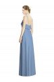 Affordable Deep Open Back Long Chiffon V-Neck Bridesmaid Dress