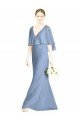 Affordable V-Back Trumpet Chiffon Bridesmaid Dress with Draped Cape Overlay