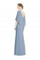 Affordable V-Back Trumpet Chiffon Bridesmaid Dress with Draped Cape Overlay