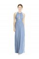 Affordable Open Back Long Chiffon Halter Bridesmaid Dress