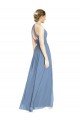 Affordable Open Back Long Chiffon Halter Bridesmaid Dress
