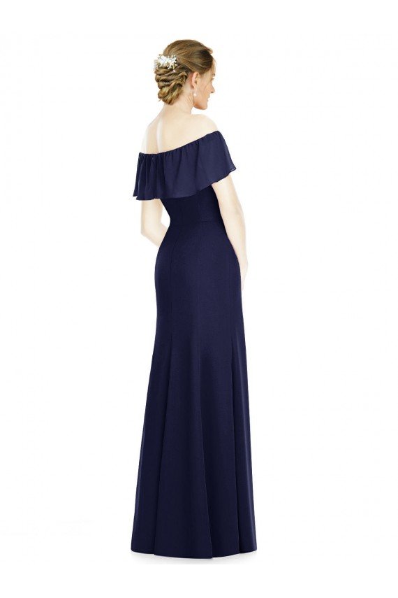 Affordable Off the Shoulder Full-Length Trumpet Chiffon Bridesmaid Dress