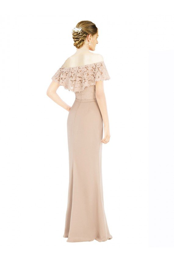 Affordable Off the Shoulder Sleeves Sheath Chiffon Bridesmaid Dress / Prom Dress