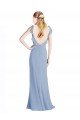 Affordable Fluted Chiffon Wrap Bridesmaid Dress with Ruffles V-Neck