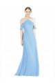 Affordable Halter Frill Cold Shoulder A-Line Chiffon Bridesmaid Dress