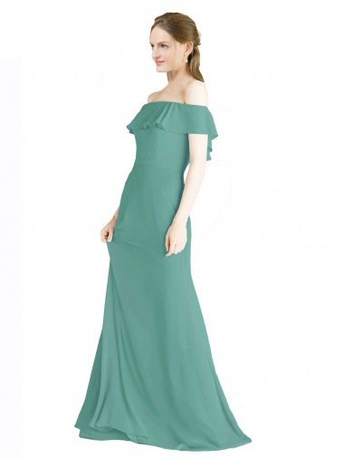 Affordable Off the Shoulder Bohemian Chiffon Bridesmaid Dress