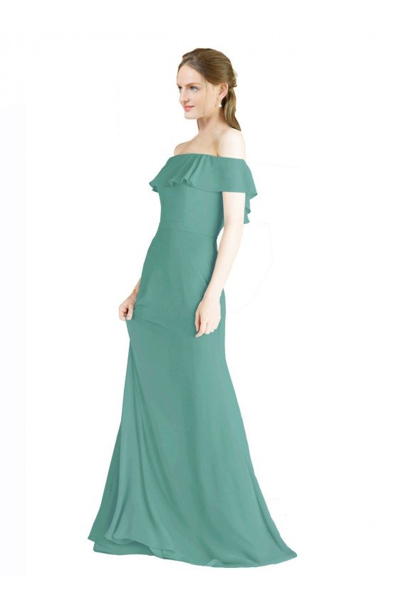 Affordable Off the Shoulder Bohemian Chiffon Bridesmaid Dress