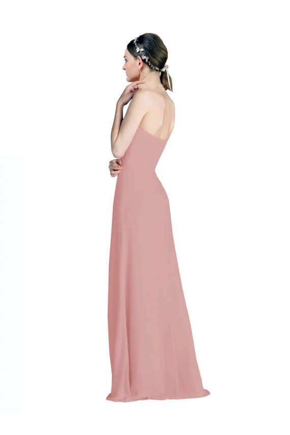 Affordable Daped A-Line Chiffon Bridesmaid Dress with Pleated Sweetheart Bodice