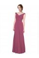 Affordable V-Neckline Long Chiffon Bridesmaid Dress with Wide V-Back