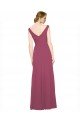 Affordable V-Neckline Long Chiffon Bridesmaid Dress with Wide V-Back