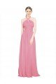 Affordable Halter Neck Keyhole A-Line Chiffon Bridesmaid Dress