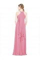 Affordable Halter Neck Keyhole A-Line Chiffon Bridesmaid Dress