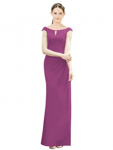 Affordable Full Length Long Chiffon Bridesmaid Dress with Boat Neck