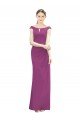 Affordable Full Length Long Chiffon Bridesmaid Dress with Boat Neck
